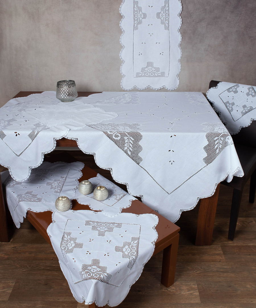 2315 Πλεκτό με ύφασμα σετ 7 τεμαχίων 2315 (140cm x 140cm/90cm x 90cm/50cm x 150cm/60cm x 60cm x 2/40cm x 40cm x 2) λευκό SilkFashion - Image 1