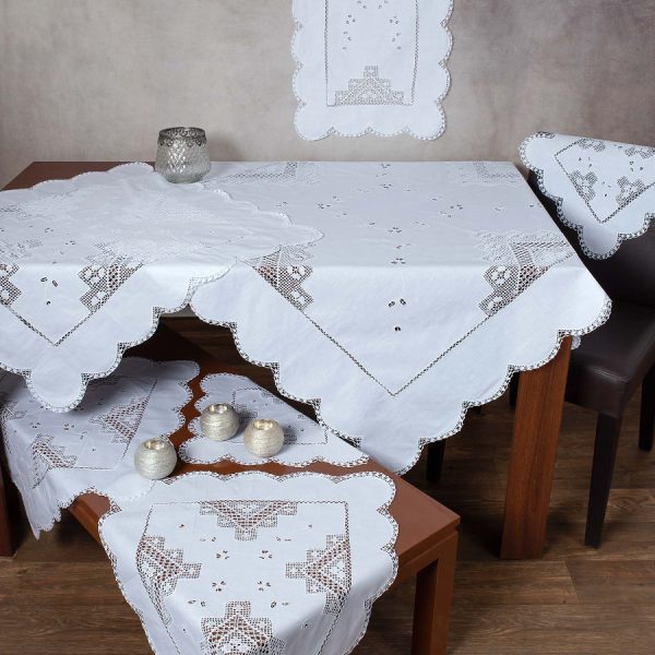 Πλεκτό με ύφασμα σετ 7 τεμαχίων 2318 (140cm x 140cm/90cm x 90cm/50cm x 150cm/60cm x 60cm x 2/40cm x 40cm x 2) λευκό SilkFashion