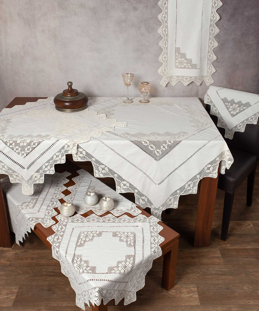 2540ecru-2 Χειροποίητο τραπεζομάντηλο 2540 (170cm x 250cm) μπέζ SilkFashion - Image 1