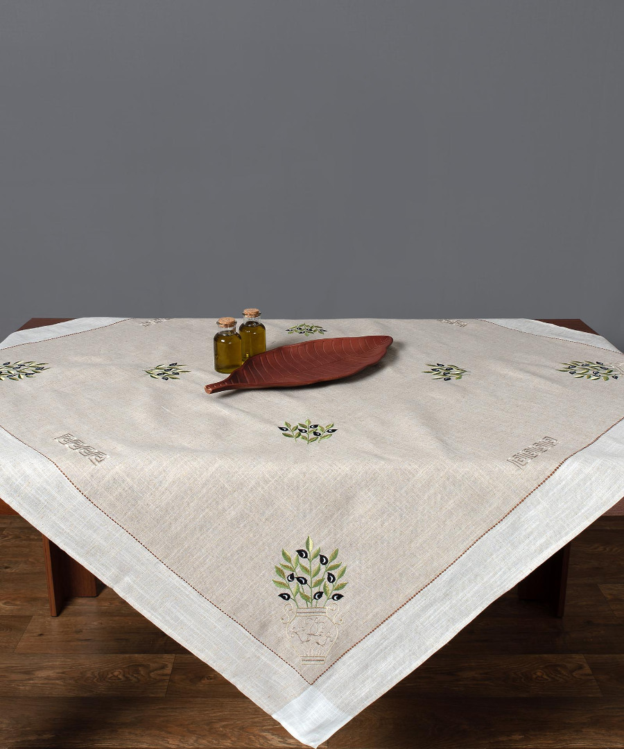 2625mavro Τραπεζοκαρέ 2625 (135cm x 135cm) μαύρη ελιά SilkFashion - Image 1