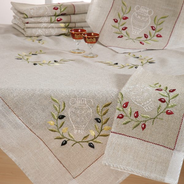 Τραπεζομάντηλο 2630 (160cm x 210cm) κίτρινη ελιά SilkFashion