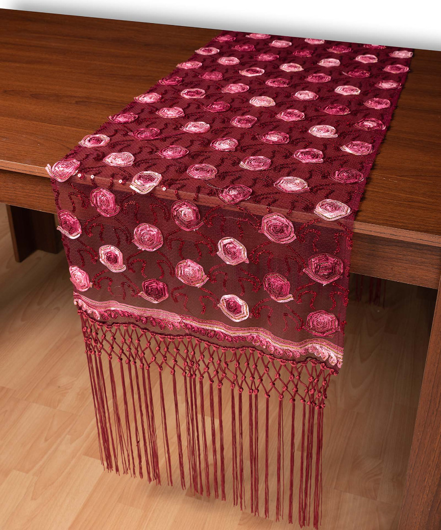 264-17bornto1 Τούλινη καρέ τραβέρσα 264-17 (50cm x 200cm) μπορντώ SilkFashion - Image 1