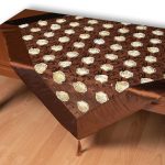 Τούλινο τραπεζοκαρέ 264-17 (130cm x 130cm) καφέ SilkFashion