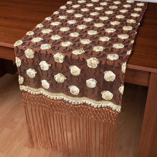 Τούλινη καρέ τραβέρσα 264-17 (50cm x 200cm) καφέ SilkFashion