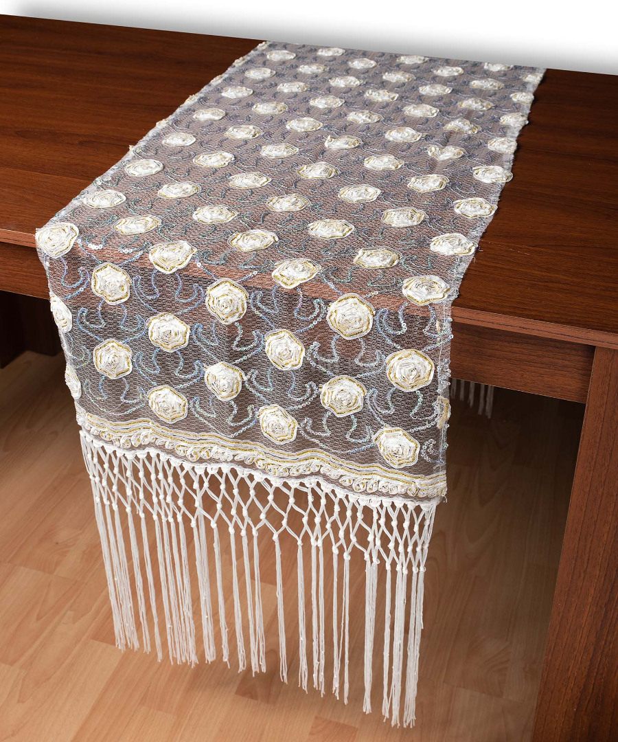 264-17leyko1 Τούλινη καρέ τραβέρσα 264-17 (50cm x 200cm) λευκό SilkFashion - Image 1