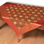 Τούλινο τραπεζοκαρέ 264-17 (130cm x 130cm) πορτοκαλί SilkFashion