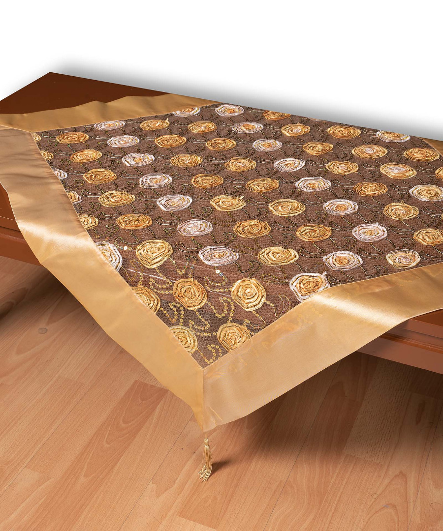 264-17xryso-1 Τούλινο καρέ 264-17 (85cm x 85cm) χρυσό SilkFashion - Image 1