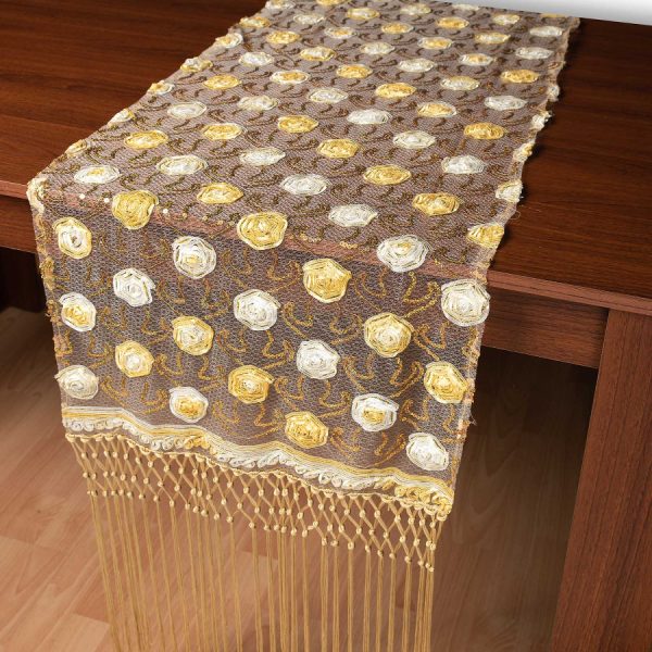 Τούλινη καρέ τραβέρσα 264-17 (50cm x 200cm) χρυσό SilkFashion