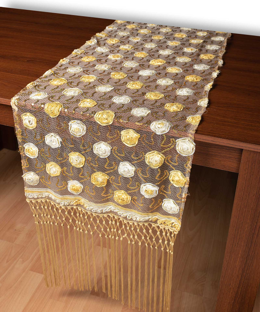 264-17xryso1 Τούλινη καρέ τραβέρσα 264-17 (50cm x 200cm) χρυσό SilkFashion - Image 1