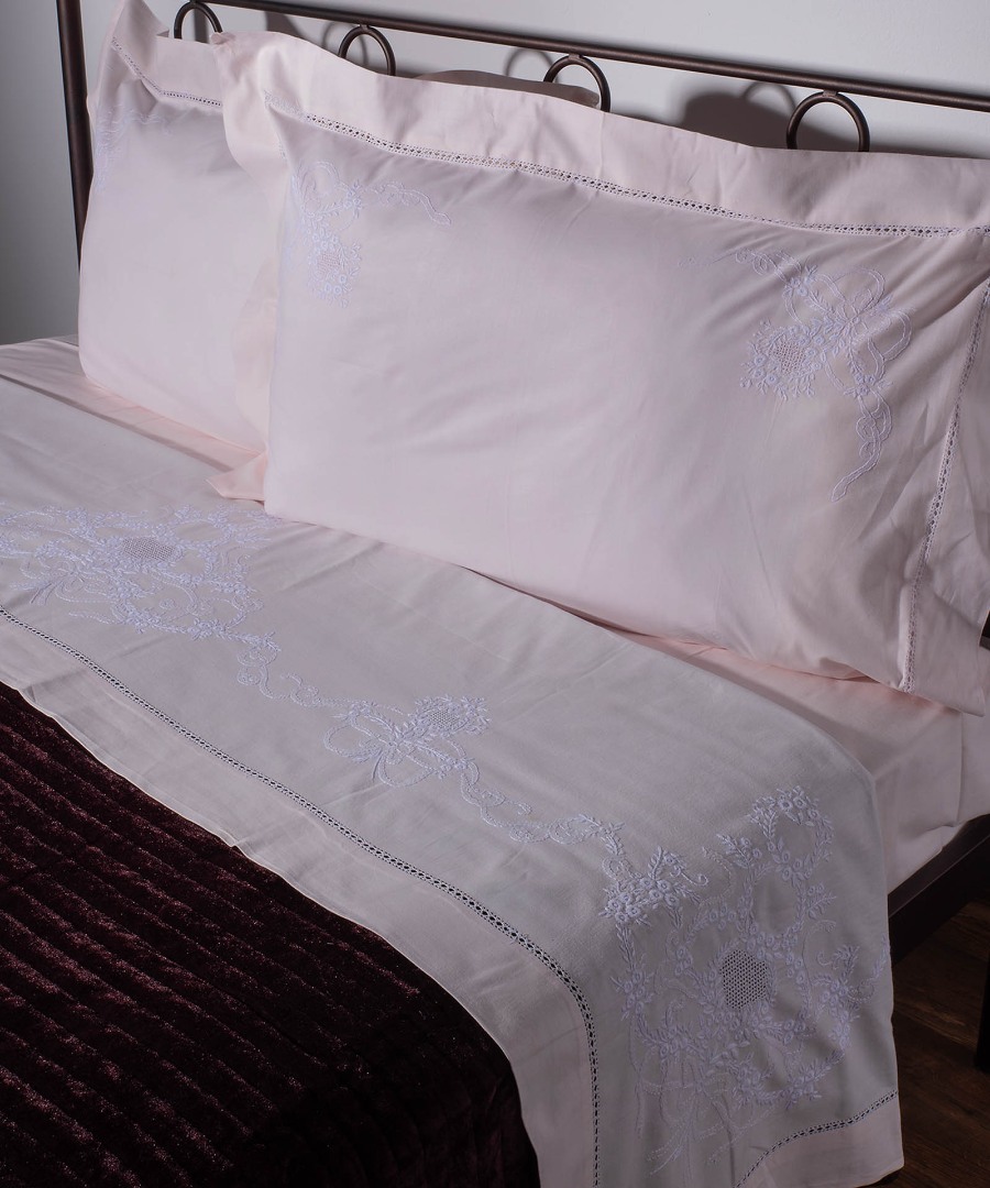 2827roz ΧΕΙΡΟΠΟΙΗΤΟ ANEBATO ΣΕΝΤΟΝΙ 2827 ΤΕΣΣΑΡΩΝ ΤΕΜΑΧΙΩΝ (225CM X 270CM) ΡΟΖ SilkFashion - Image 1