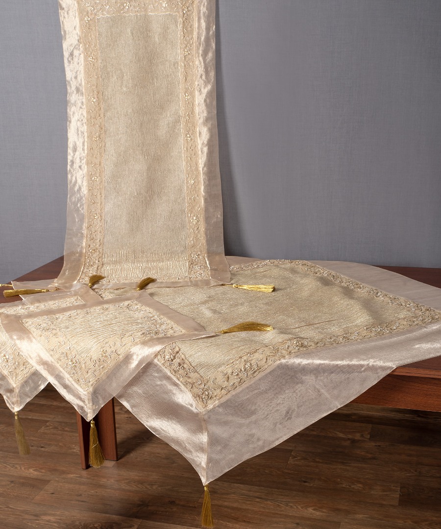 2956xryso Σετ 4 τεμαχίων (100cm x 100cm, 50cm x 120cm, 2x40cm x 40cm) 2956 Χρυσό SilkFashion - Image 1