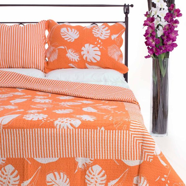 ΚΟΥΒΕΡΛΙ σετ( 220cm x 240cm + 2 x 50cm x 70cm) 350 πορτοκαλί SilkFashion