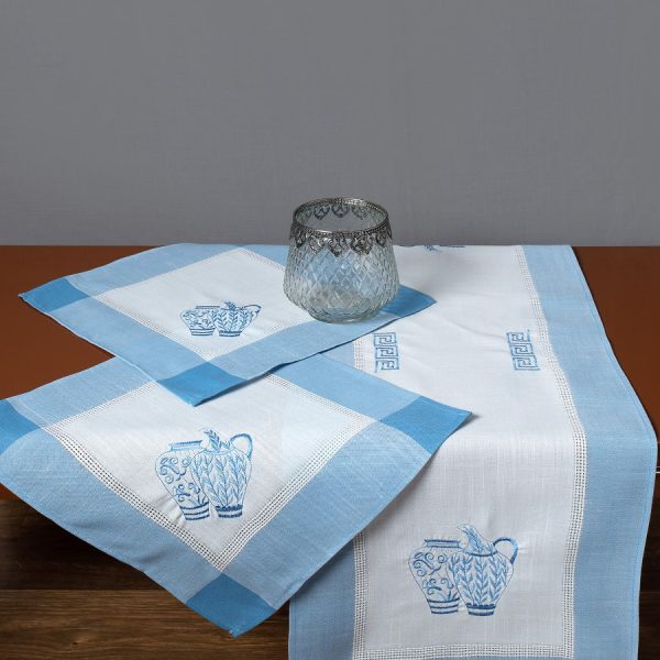 Σετ 3 τεμαχίών 3741 (40cm x 110cm 2x40cm x 40cm) μπλέ SilkFashion