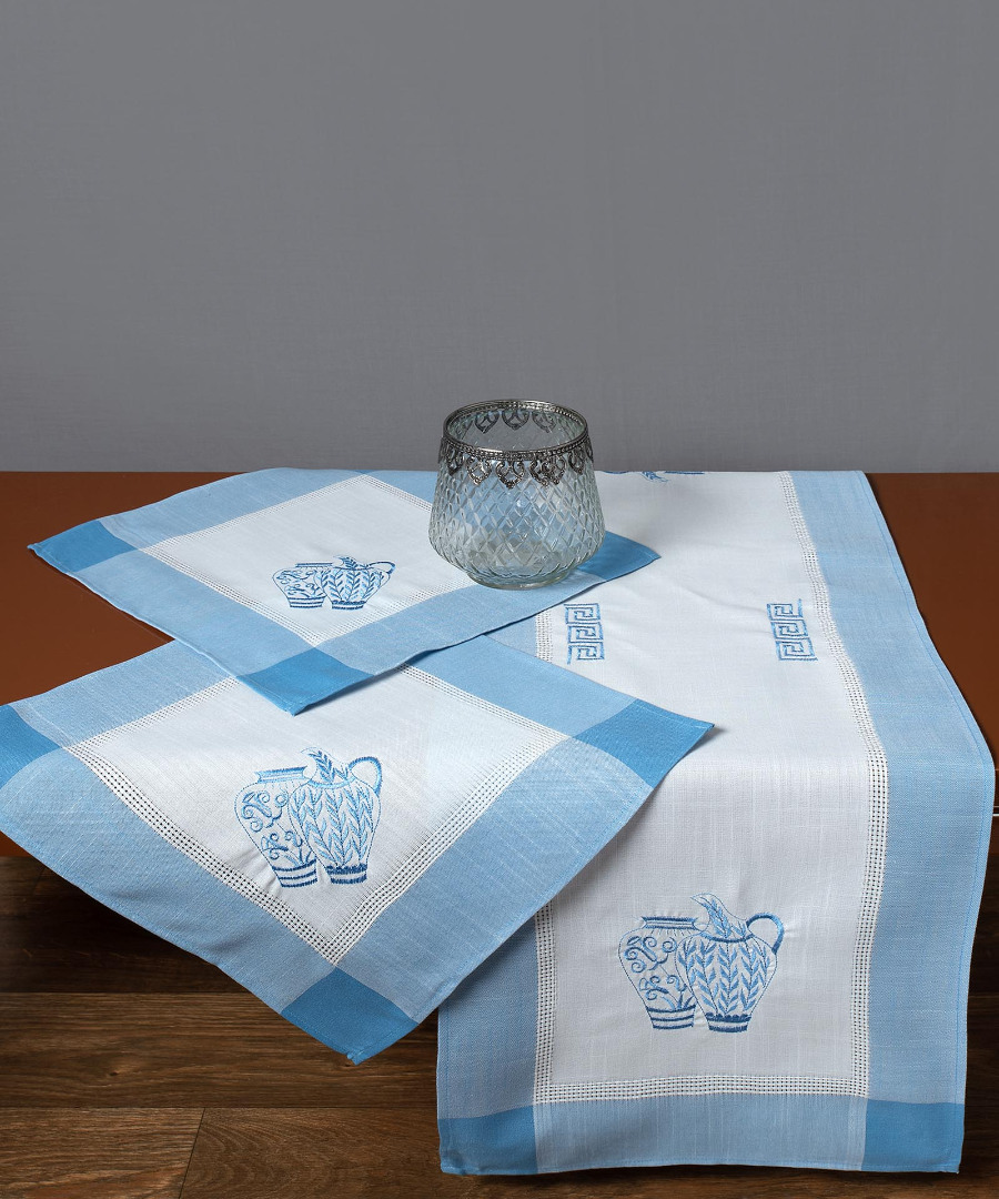 3741ble Σετ 3 τεμαχίών 3741 (40cm x 110cm 2x40cm x 40cm) μπλέ SilkFashion - Image 1