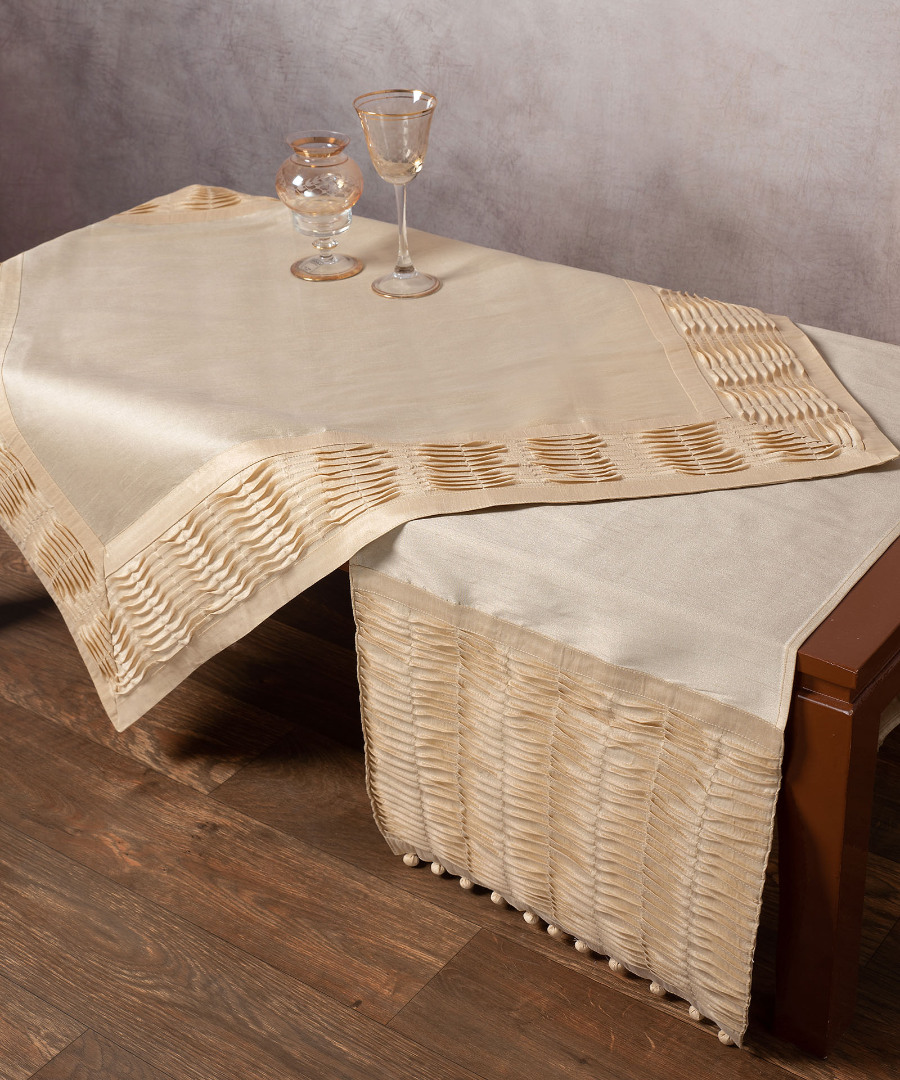 3819ecru τραβέρσα (40cm X 170cm) 3819 πλισέ ecru SilkFashion - Image 1