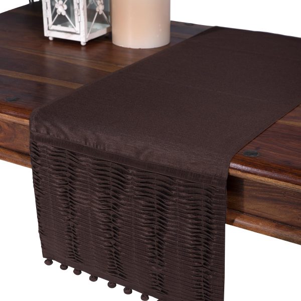 τραπεζοκαρέ  (140cm X 140cm)  3819 πλισέ καφέ SilkFashion