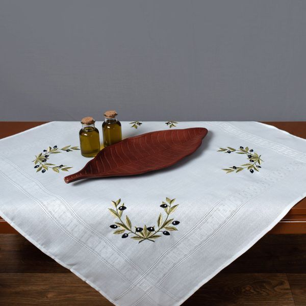 Τραπεζοκαρέ 3854 (135cm x 135cm) λευκό SilkFashion