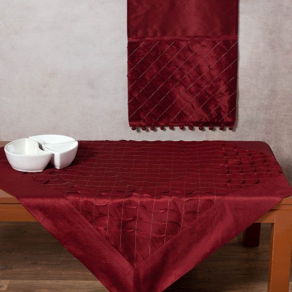 τραπεζοκαρέ (140cm X 140cm) 3874 μπορντώ SilkFashion