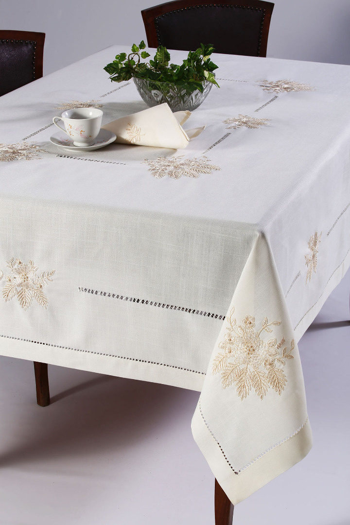 4006mpez-5 τραπεζομάντηλα (160cm x 250cm) 4006 ivory SilkFashion - Image 1