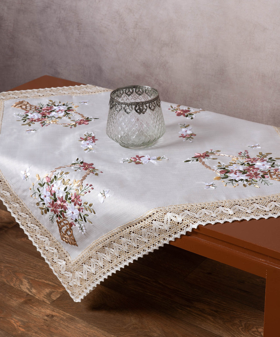 4100 Καρέ με ροκοκό και πλεκτό (90cm x 90cm) 4100 SilkFashion - Image 1