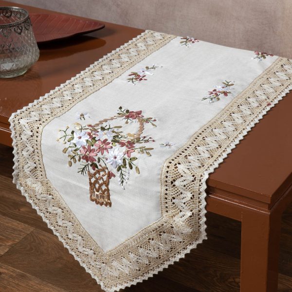 Τραβέρσα με ροκοκό και πλεκτό (45cm x 180cm) 4100 SilkFashion