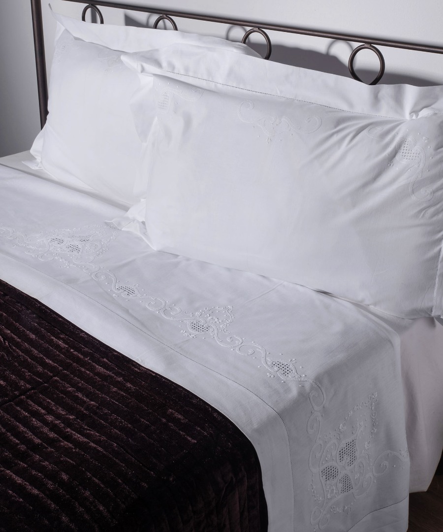 4480 ΧΕΙΡΟΠΟΙΗΤΟ ΣΕΝΤΟΝΙ 4480 ΤΡΙΩΝ ΤΕΜΑΧΙΩΝ (225CM X 270CM) ΛΕΥΚΟ SilkFashion - Image 1