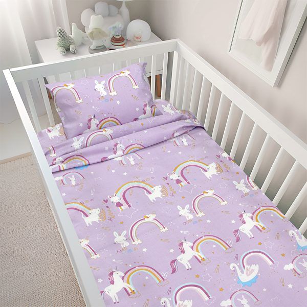 LINO BEBE ΣΕΤ ΣΕΝΤΟΝΙΑ RAINBOW GALLOP LILAC 120X180