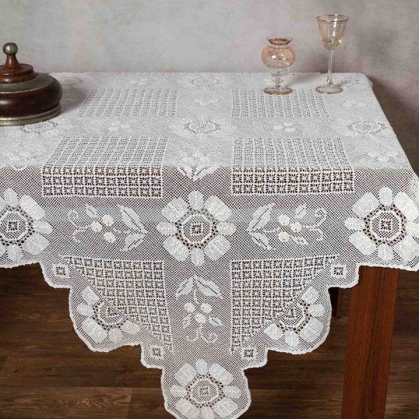 Μερσεριζέ πλεκτό τραπεζοκαρέ 4567 (140cm x 140cm) μπέζ SilkFashion