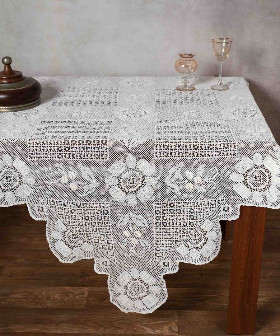 4567-1-1 Μερσεριζέ πλεκτό τραπεζοκαρέ 4567 (140cm x 140cm) μπέζ SilkFashion - Image 1