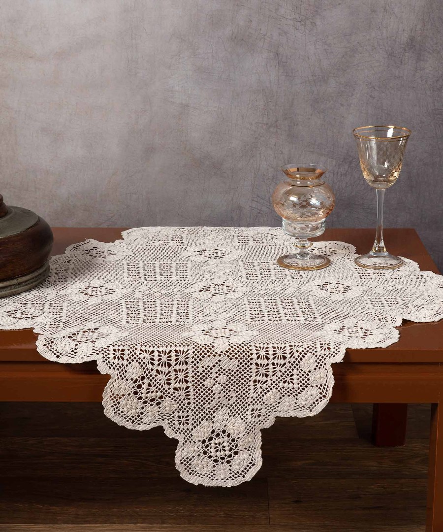 4567 Μερσεριζέ πλεκτό πετσετάκι 4567 (60cm x 60cm) μπέζ SilkFashion - Image 1