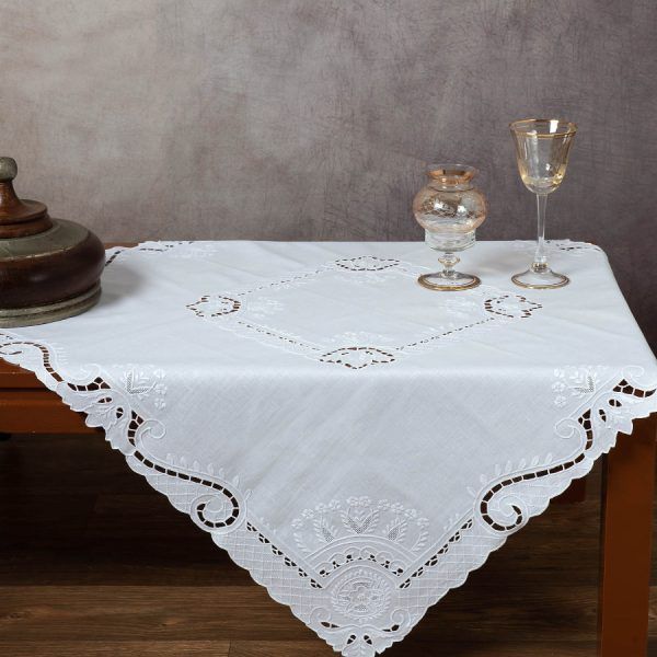 Χειροποίητο πετσετάκι 461 (60cm x 60cm) λευκό SilkFashion