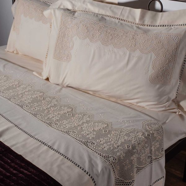 ΧΕΙΡΟΠΟΙΗΤΟ ΠΛΕΚΤΟ ΣΕΝΤΟΝΙ 4642 ΤΕΣΣΑΡΩΝ ΤΕΜΑΧΙΩΝ (225CM X 270CM) ΜΠΕΖ SilkFashion