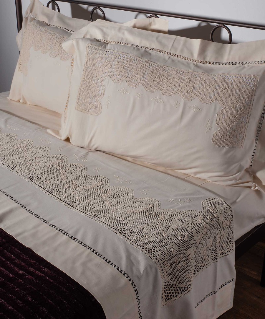 4642 ΧΕΙΡΟΠΟΙΗΤΟ ΠΛΕΚΤΟ ΣΕΝΤΟΝΙ 4642 ΤΕΣΣΑΡΩΝ ΤΕΜΑΧΙΩΝ (225CM X 270CM) ΜΠΕΖ SilkFashion - Image 1