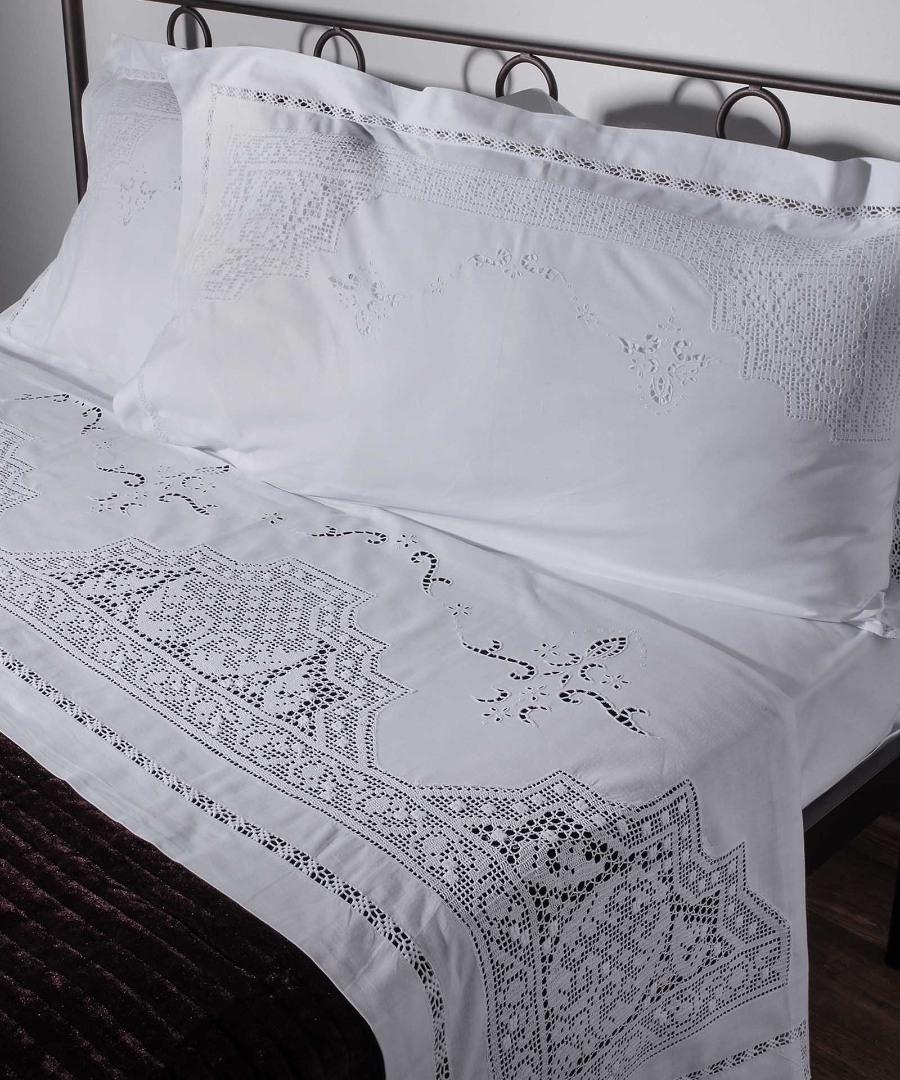 5088 ΧΕΙΡΟΠΟΙΗΤΟ ΠΛΕΚΤΟ ΣΕΝΤΟΝΙ 5088 ΤΕΣΣΑΡΩΝ ΤΕΜΑΧΙΩΝ (225CM X 270CM) ΛΕΥΚΟ SilkFashion - Image 1