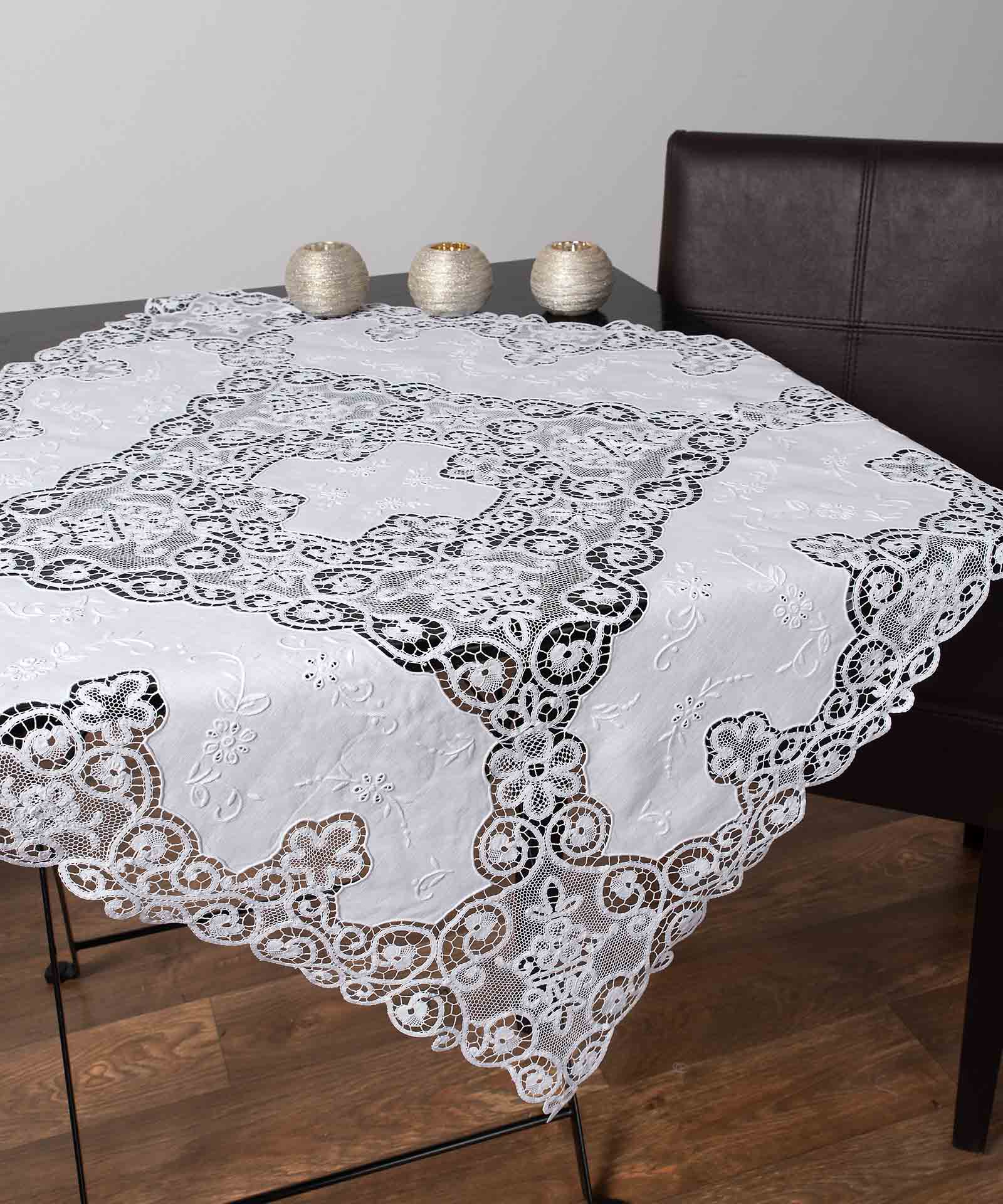 5102-3 τραπεζομάντηλα (140cm x 140cm) 5102 λευκό SilkFashion - Image 1