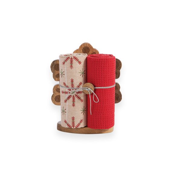 Χριστουγεννιάτικα Ποτηρόπανα 40x70 Με Διακοσμητική Χιονονιφάδα (Σετ 3 τμχ) Nef Nef Snowflake