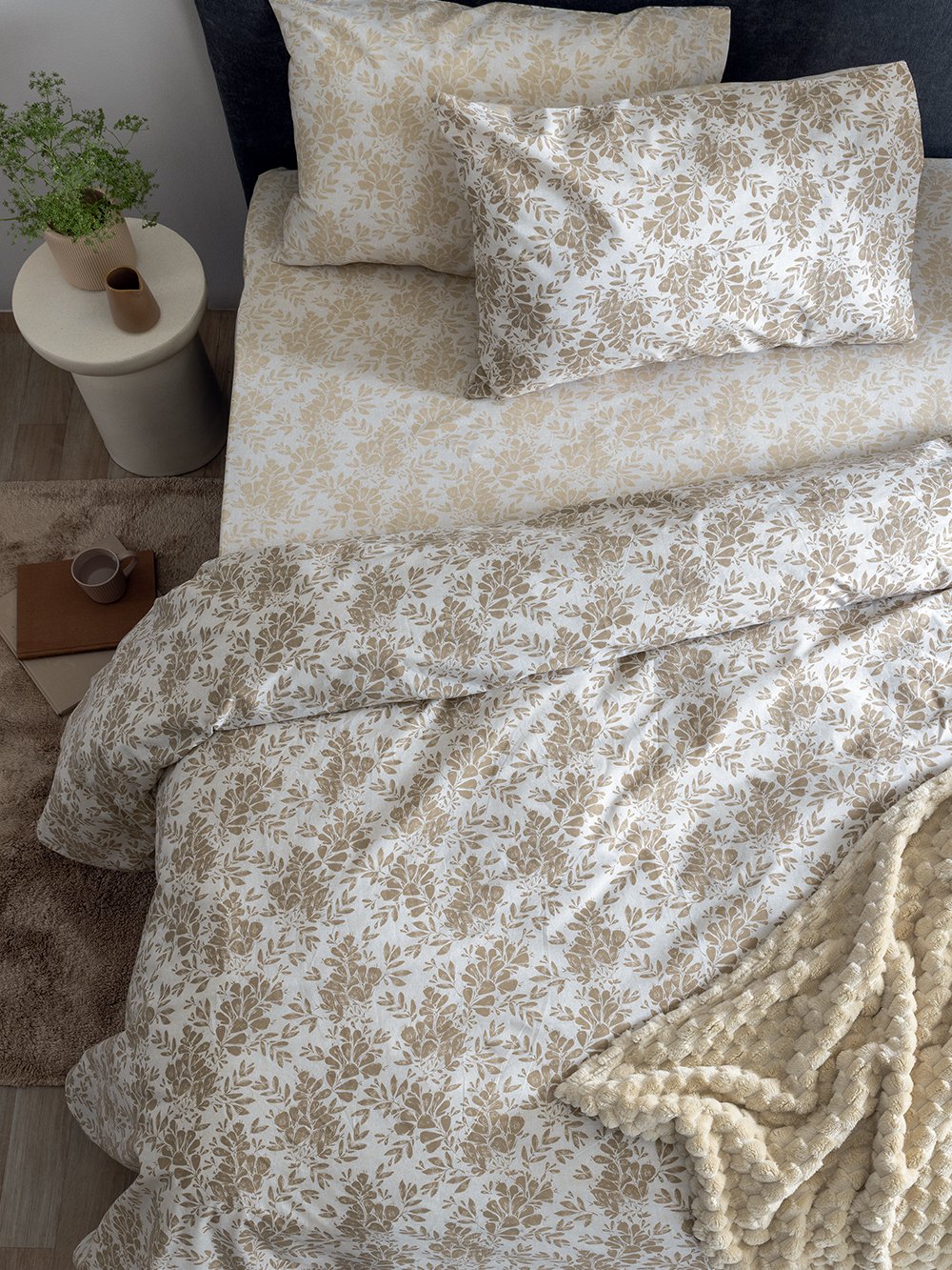 5205857296148_2 Σετ Υπέρδιπλα Σεντόνια Fashion Life 240x260 FL6279 Χωρίς Λάστιχο Μπεζ Palamaiki - Image 1