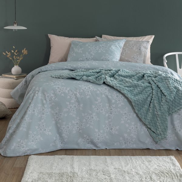 Σετ Υπέρδιπλα Σεντόνια Fashion Life 170x200+30 FL6280 Με Λάστιχο Γαλάζιο Palamaiki