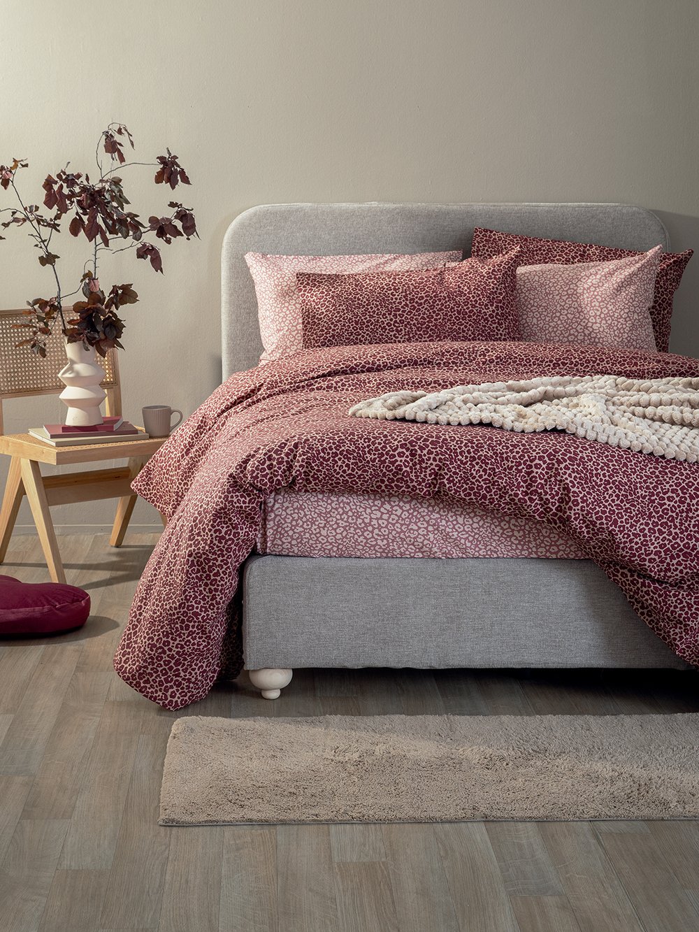 5205857296698_3 Σετ Υπέρδιπλα Σεντόνια Fashion Life 170x200+30 FL6285 Με Λάστιχο Κόκκινο Palamaiki - Image 1