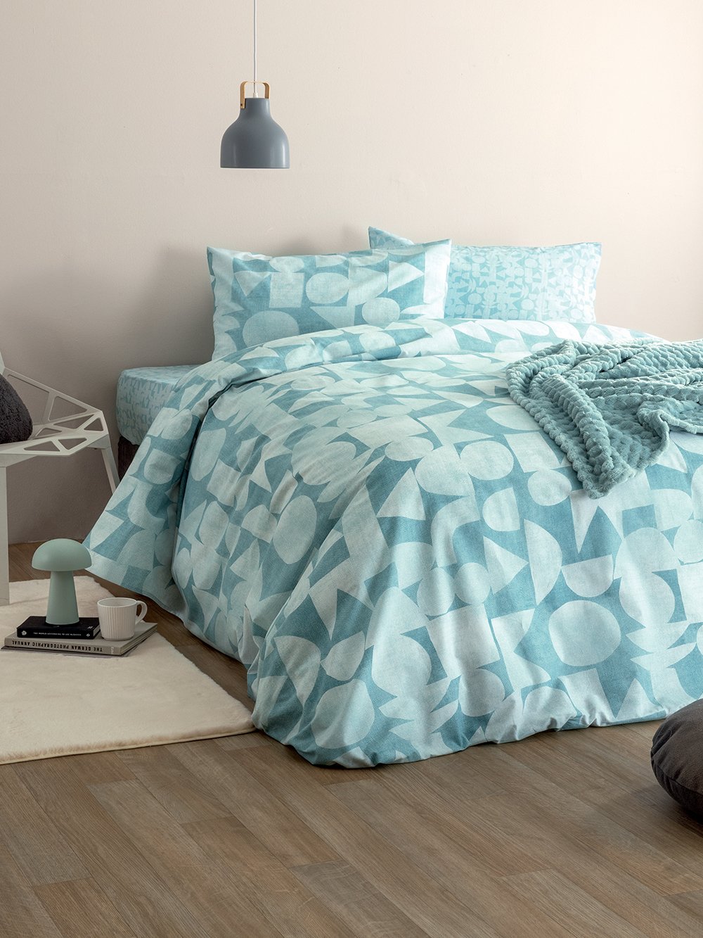 5205857296933_3 Σετ Μονά Σεντόνια Fashion Life 110x200+30 FL6288 Με Λάστιχο Γαλάζιο Palamaiki - Image 1