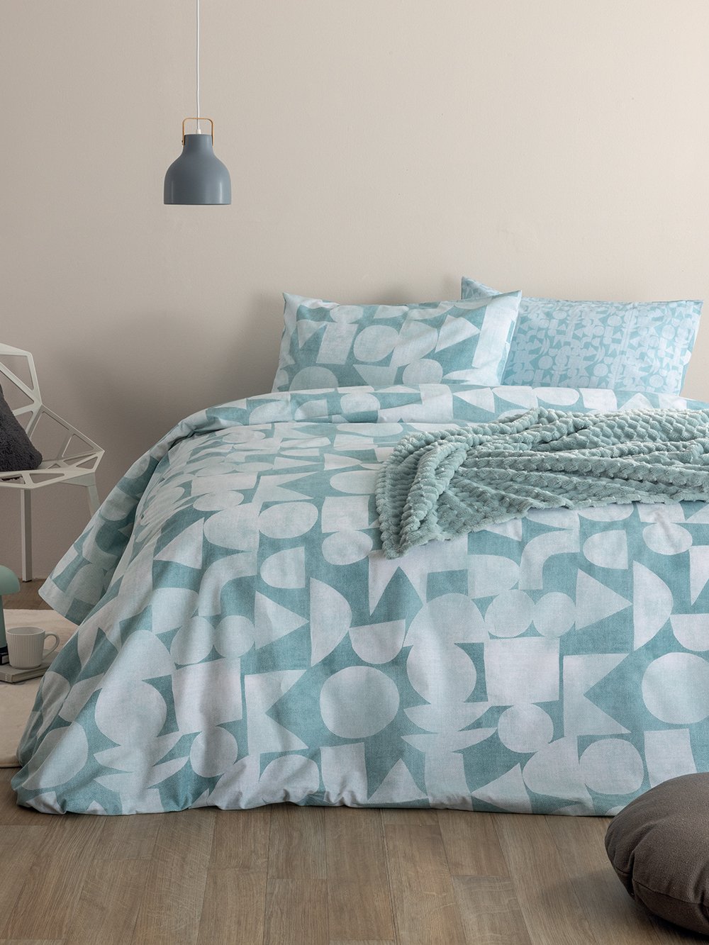 5205857296964_3 Σετ Υπέρδιπλα Σεντόνια Fashion Life 170x200+30 FL6288 Με Λάστιχο Γαλάζιο Palamaiki - Image 1