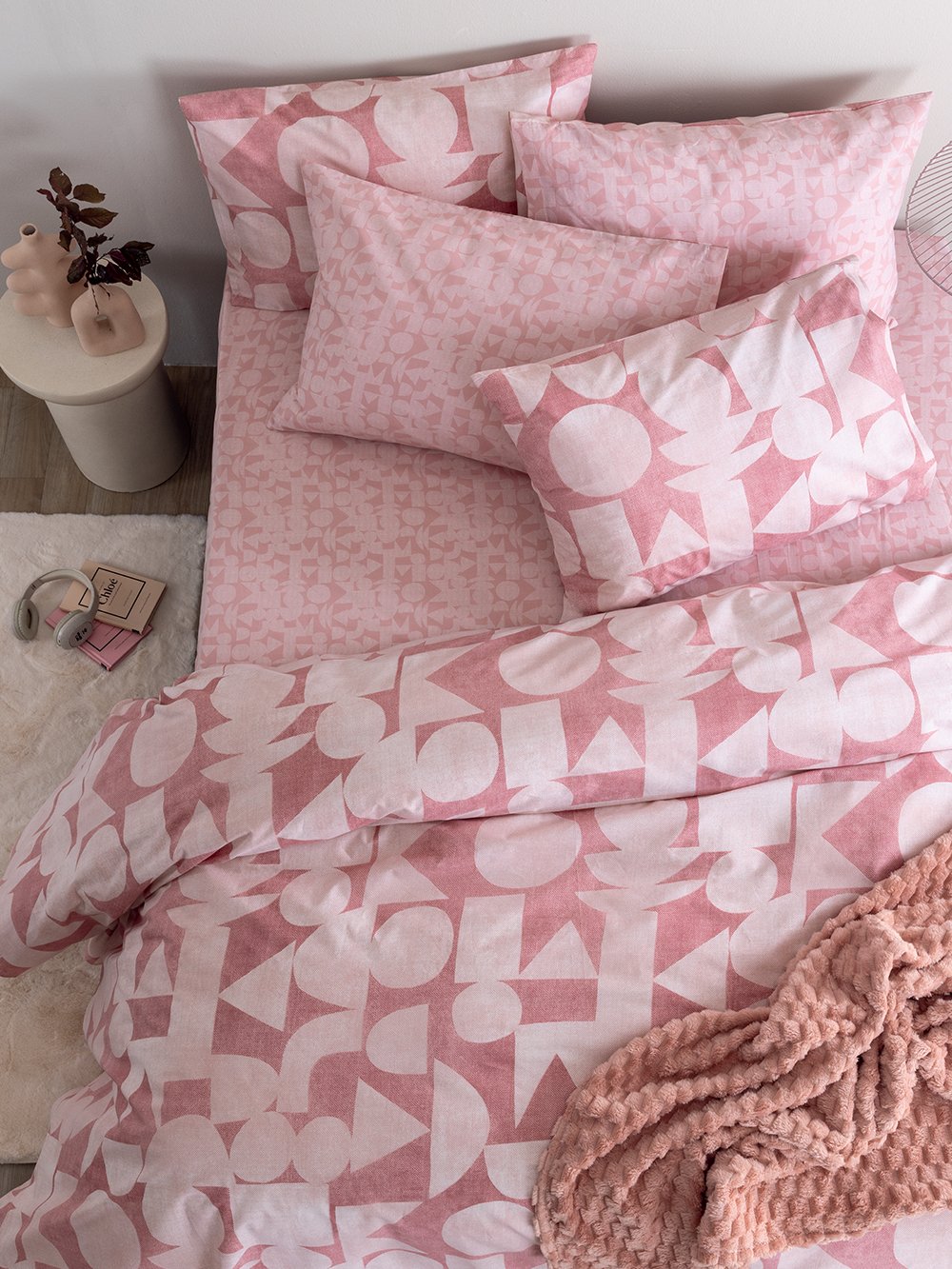 5205857297053_3 Σετ Υπέρδιπλα Σεντόνια Fashion Life 170x200+30 FL6289 Με Λάστιχο Ροζ Palamaiki - Image 1