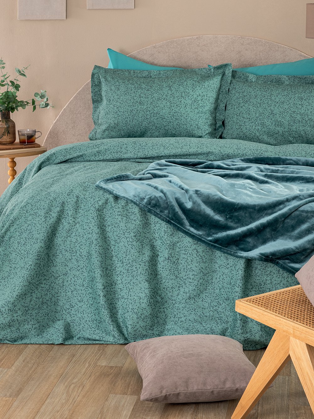 5205857301262_3 Σετ Παπλωματοθήκη Υπέρδιπλη Ivy 230x250 IS810 Πράσινο Palamaiki - Image 1