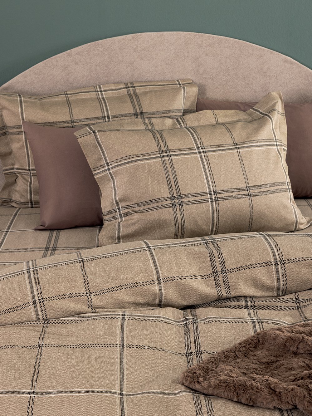 5205857301354_4 Ζεύγος Μαξιλαροθήκες Ivy 52x72 IS814 Καφέ Palamaiki - Image 1