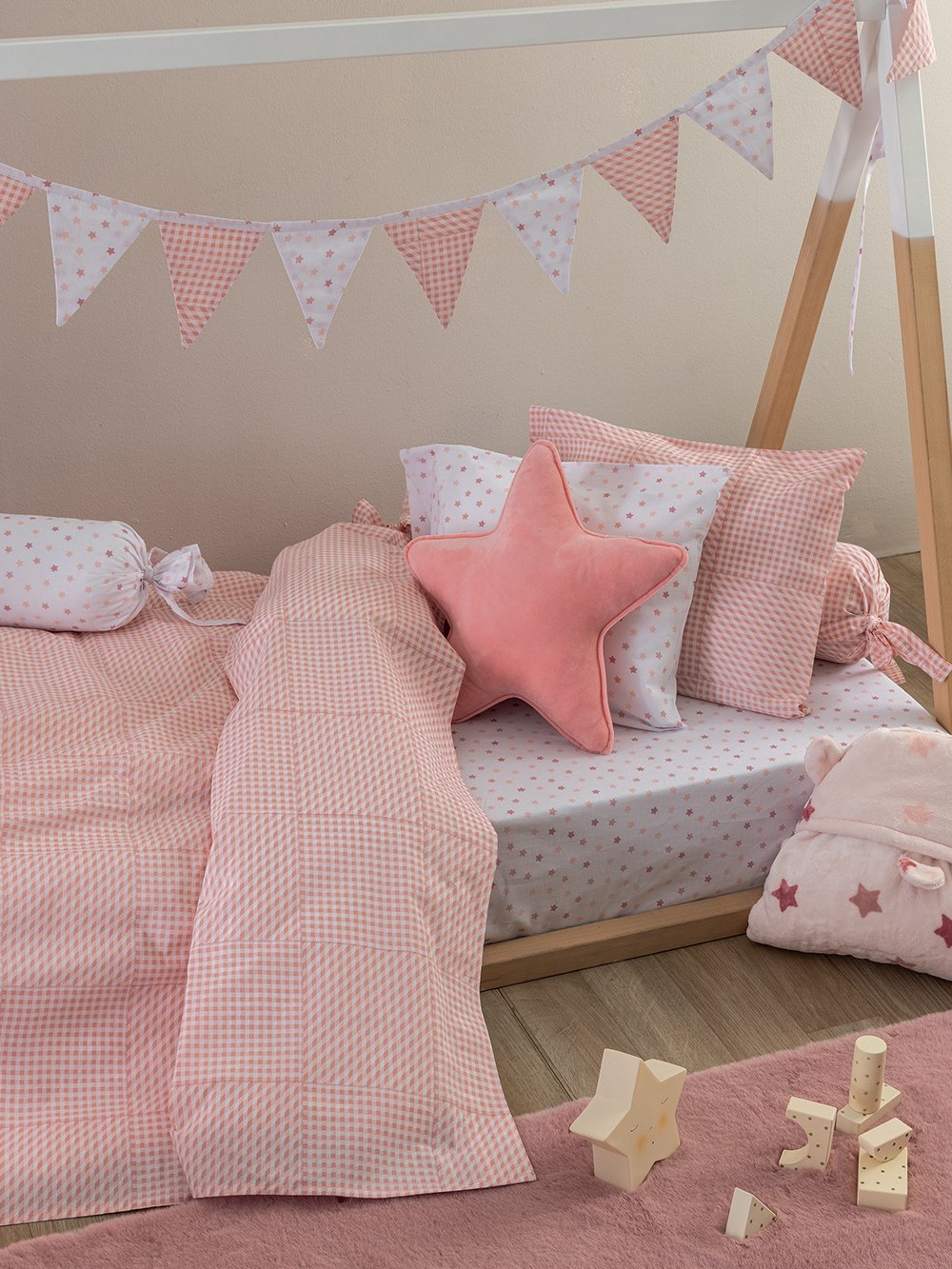 5205857302405_2 Σεντόνι Κούνιας 130x170 BB100 ROSE Χωρίς Λάστιχο Ροζ Palamaiki - Image 1