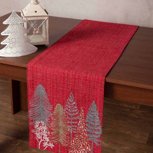 Χριστουγεννιάτικη τραβέρσα HP52780X (35cm x 160cm) κόκκινη SilkFashion
