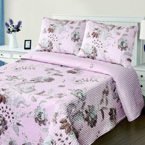 ΚΟΥΒΕΡΛΙ σετ (160cm x 220cm + 1 x 50cm x 70cm)  5305 ρόζ SilkFashion