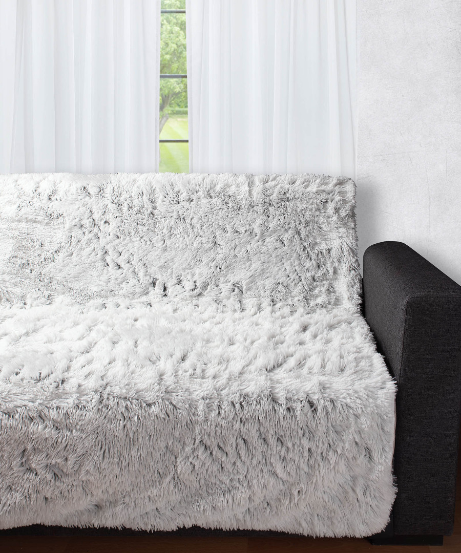 5336dixromogrey Διακοσμητικό μαλλιαρό ριχτάρι 5336 (145cm x 195cm) δίχρωμο/γκρί βάση SilkFashion - Image 1