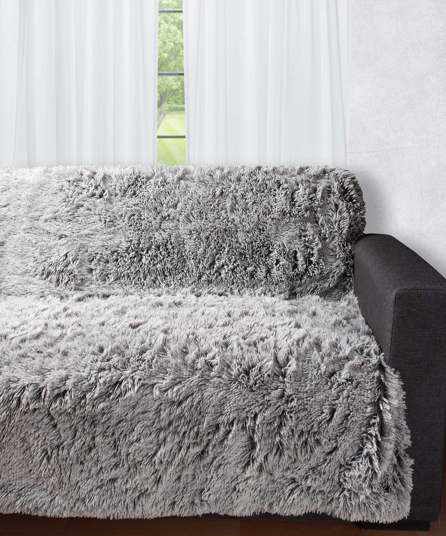 5336dixromomavro Διακοσμητικό μαλλιαρό ριχτάρι 5336 (145cm x 195cm) δίχρωμο/μαύρη βάση SilkFashion - Image 1