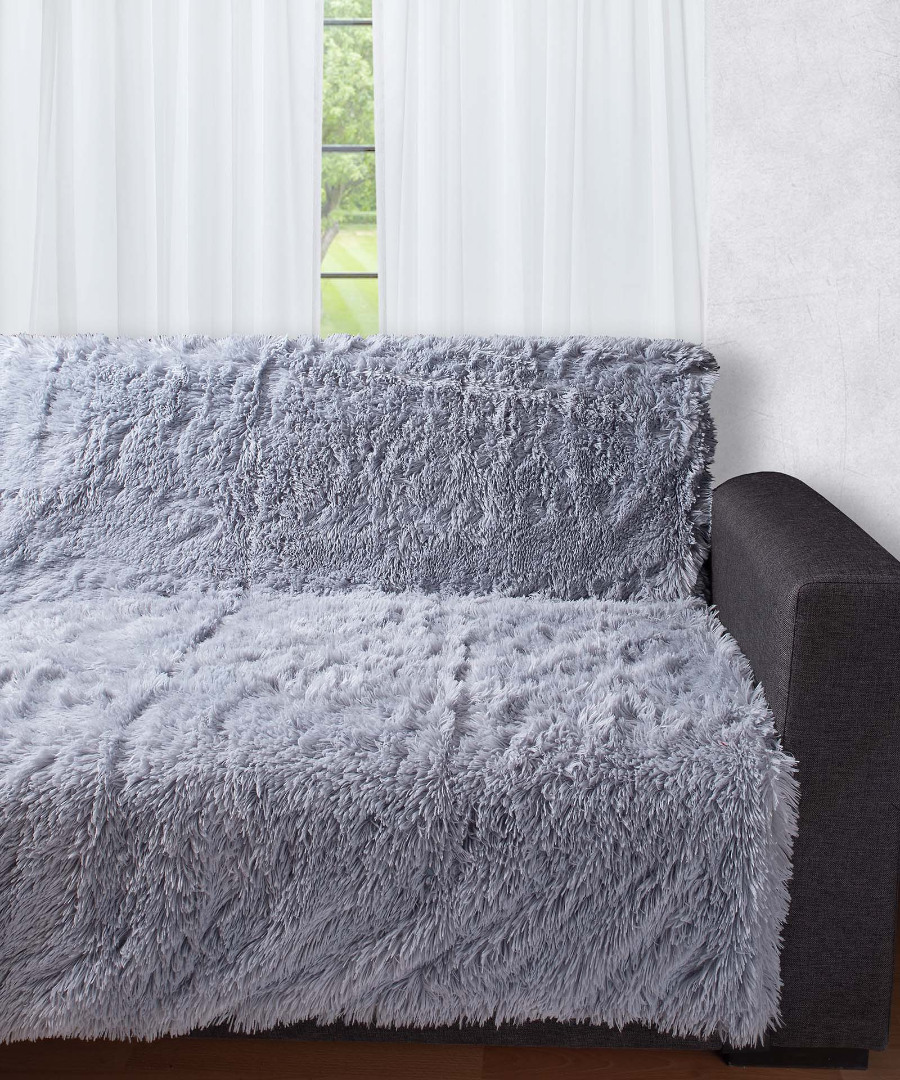 5336grey Διακοσμητικό μαλλιαρό ριχτάρι 5336 (145cm x 195cm) γκρί SilkFashion - Image 1